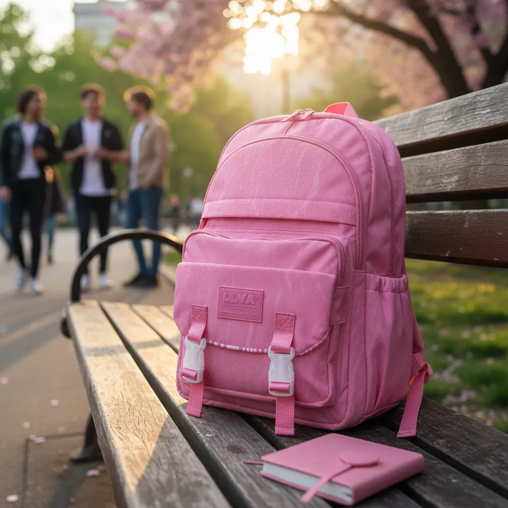 Mochila Lluvia Rosa Marmoleada Estilo Urbano Juvenil