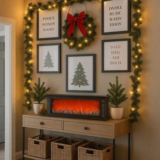 Adorno Navideño Tipo Chimenea Con Luz Cálida Usb 63 Cm