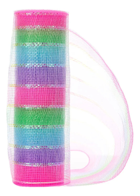 Malla Navideña lluvia Multicolor Pastel Plata 9 Metros 26 cm