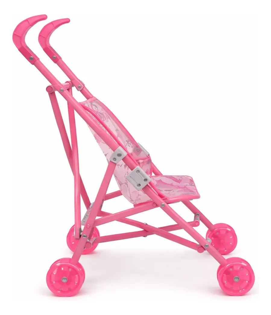 Carriola Para Muñeca Infantil Con Doble Rueda Rosa 50 Cm