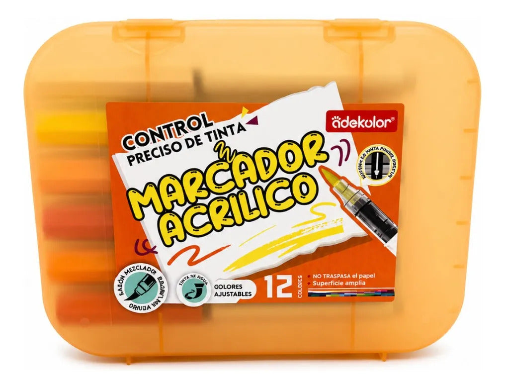 Marcadores Acrílicos Adekolor 12 Piezas Para Arte Y Escuela
