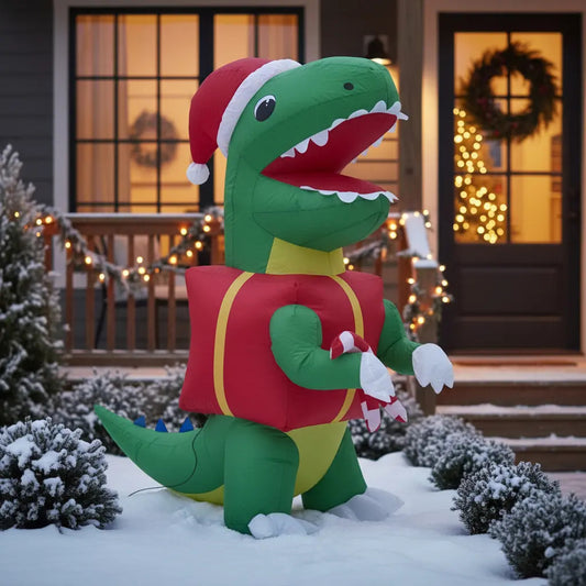 Inflable Navideño Dinosaurio Festivo Con Dulce 180×100×90 Cm