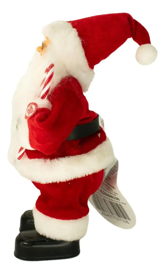 Papá Noel Musical Figura Navideña 30x15x10 Cm Marca Lluvia