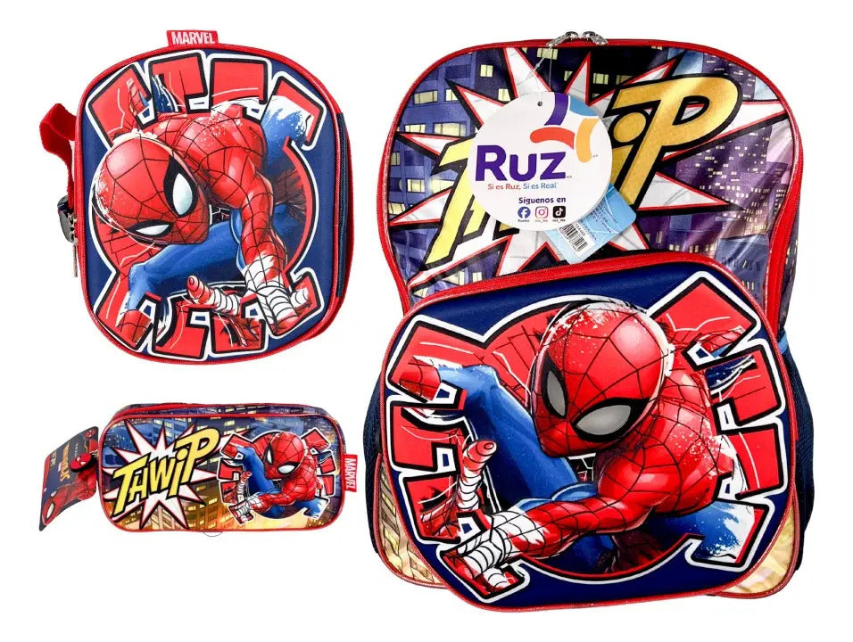 Mochila Primaria 3 Piezas Marca Ruz Spidey Luz