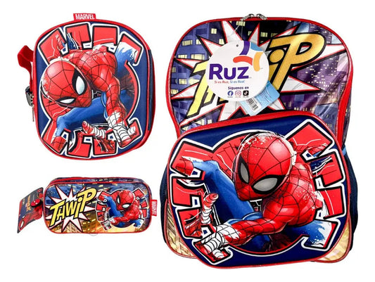 Mochila Primaria 3 Piezas Marca Ruz Spidey Luz