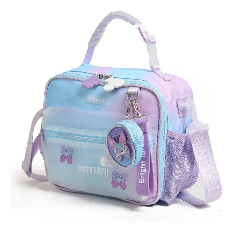 Lonchera Escolar Lluvia Butterfly Con Monedero Desmontable