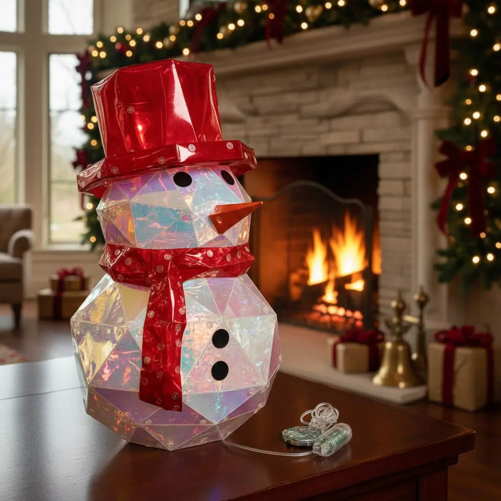 Figura Navideña Muñeco De Nieve De Tpu Con Qr Tornasol 40cm