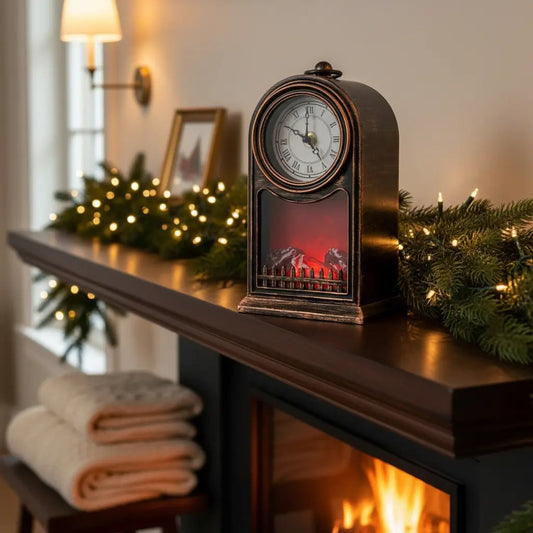 Adorno Navideño Tipo Reloj Con Flamas Decorativas