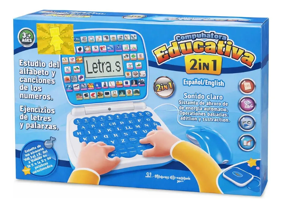 Laptop Juguete Educativa Infantil Español  Rosa Y Azul Candy