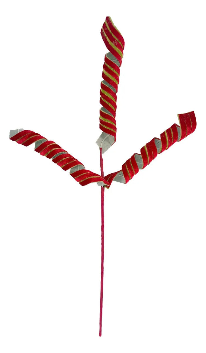 Vara Navideña Lluvia Curlis Rojos Estilo Caramelo 55cm
