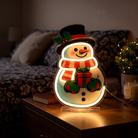 Muñeco de Nieve Lluvia Acrílico LED USB 29 cm