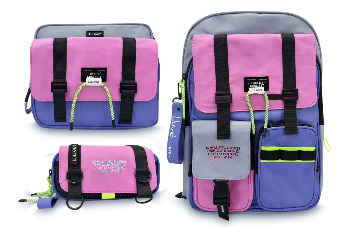 Set Escolar Lluvia Rosa con Diseño Urbano Block Premium