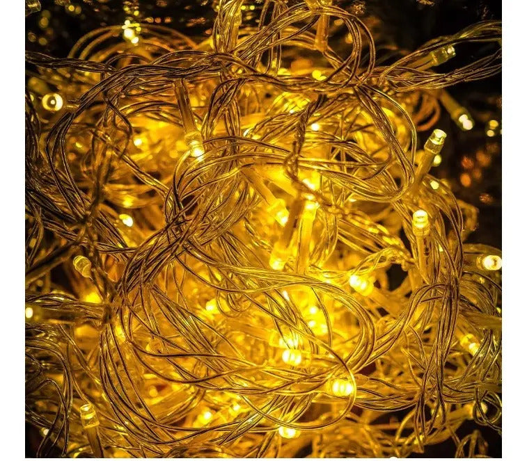 Cortina Navideña 800 Luces Luz Cálida 3x3 M Luz Fija Luvia