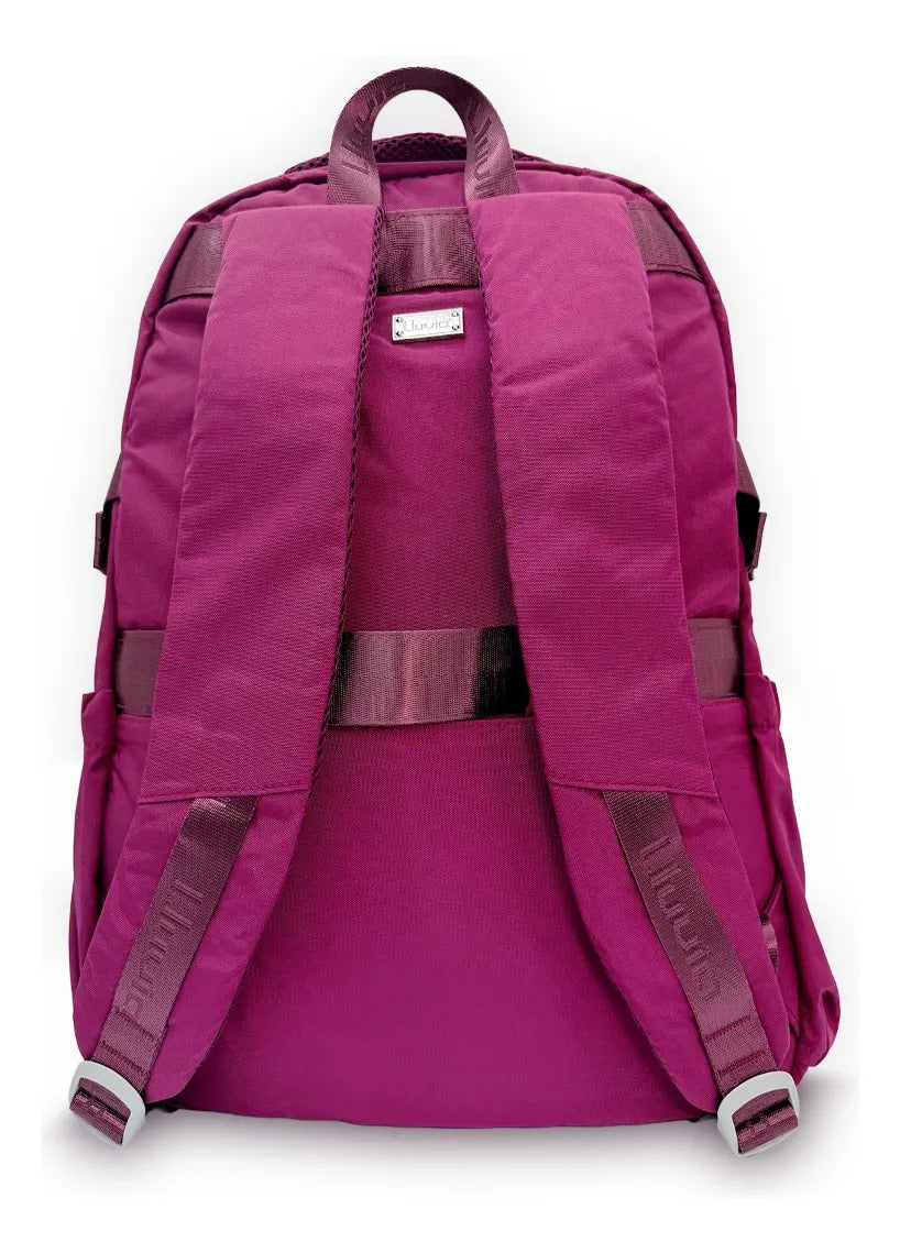 Mochila Juvenil Lluvia Magenta Resistente Y Espaciosa