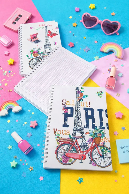 Libreta 3 Piezas Diseño Vintage París Cuadros 5mm Surimax