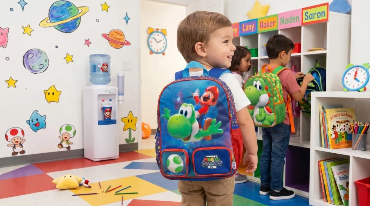 Mochila Kinder Ruz  Mario Y Yoshi Diseño Espacial  Galaxy