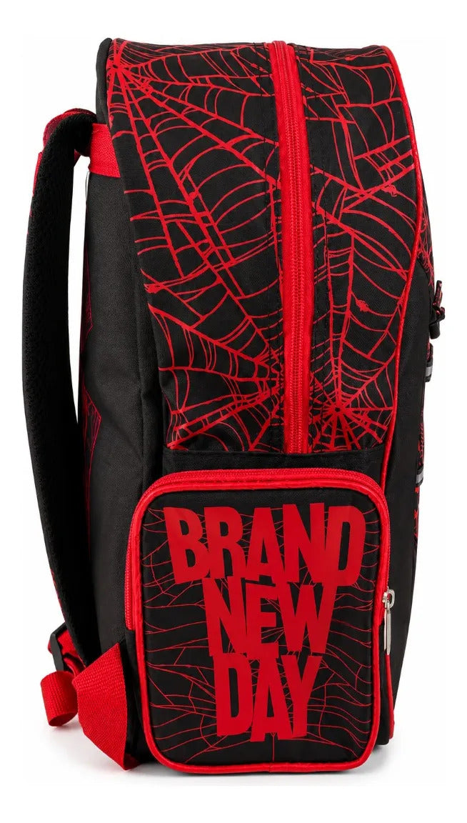 Mochila Ruz Spider Man Escolar Primaria Negro Con Llavero