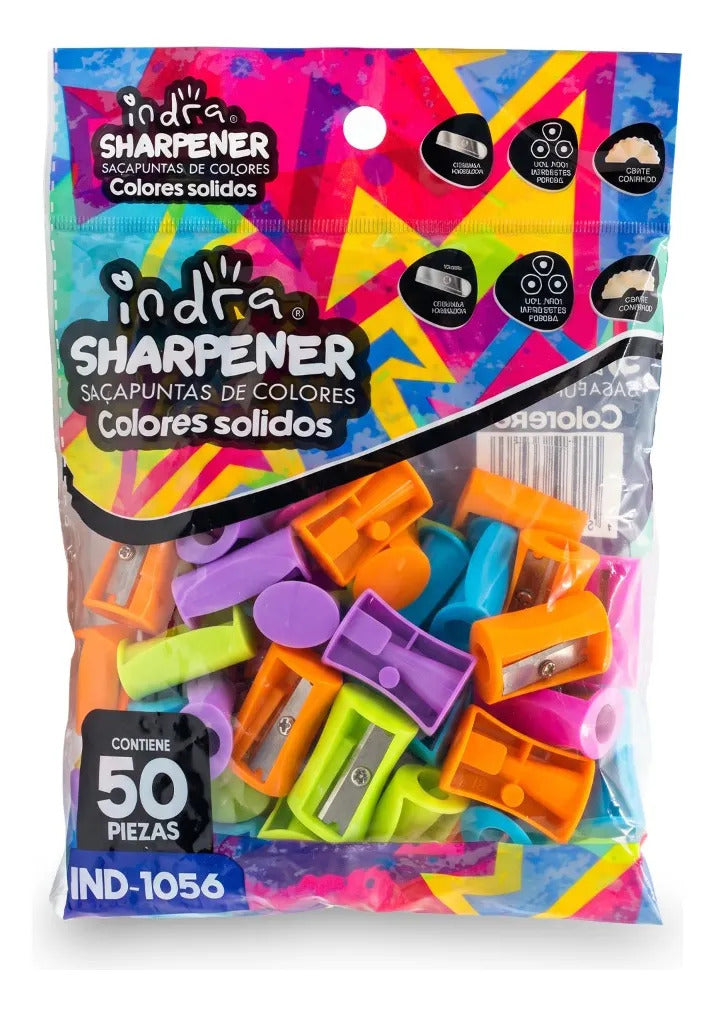 Sacapuntas Indira Colores Sólidos Set Con 50 Piezas