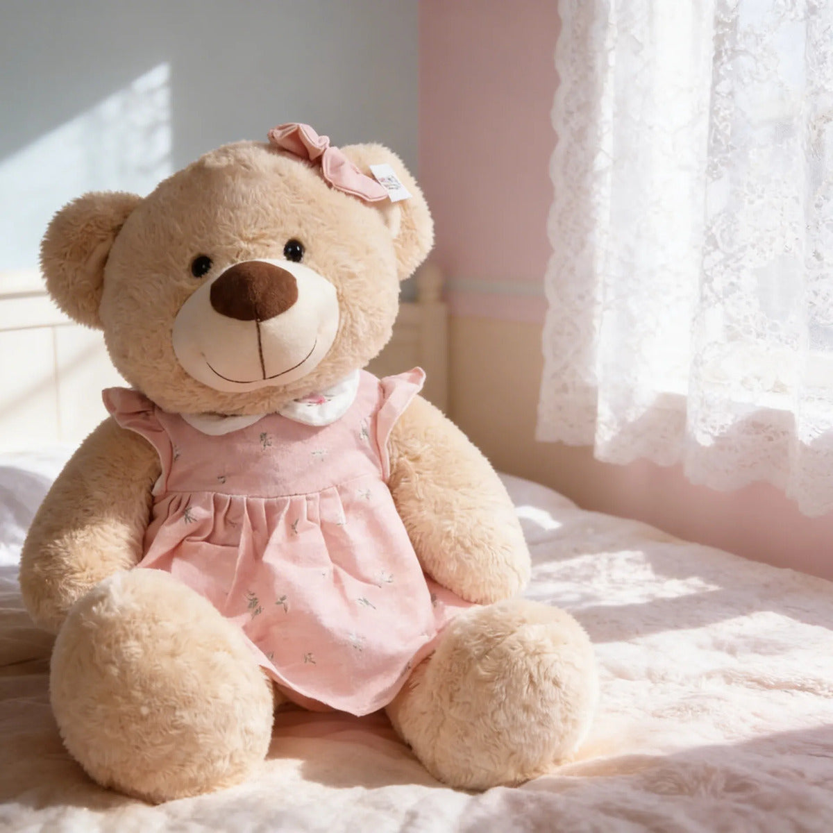 Peluche De Osa Grande Tierna Con Moño 54x38x42cm Candy Toys