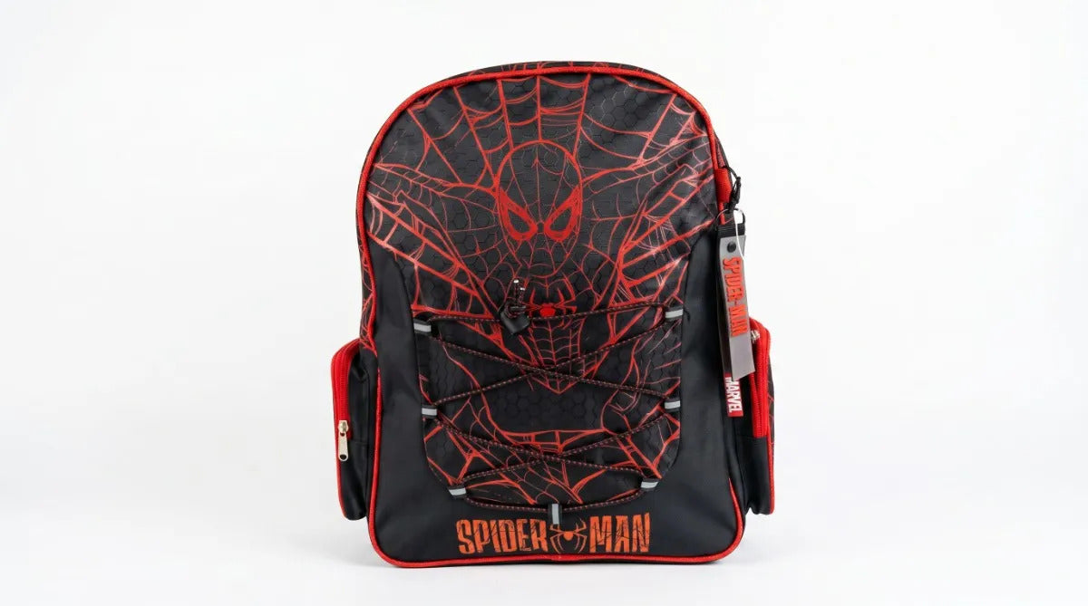 Mochila Ruz Spider Man Escolar Primaria Negro Con Llavero