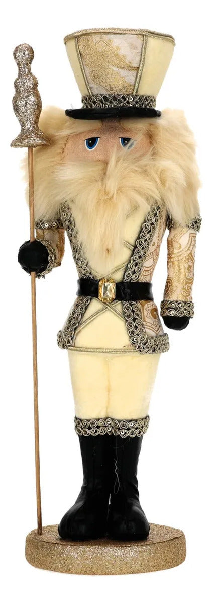 Cascanueces Navideño lluvia Champagne Dorado De Resina 40 Cm
