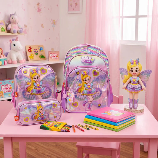 Set Escolar Fotorama Rosa Tornasol 3 Pzas Bely Hada
