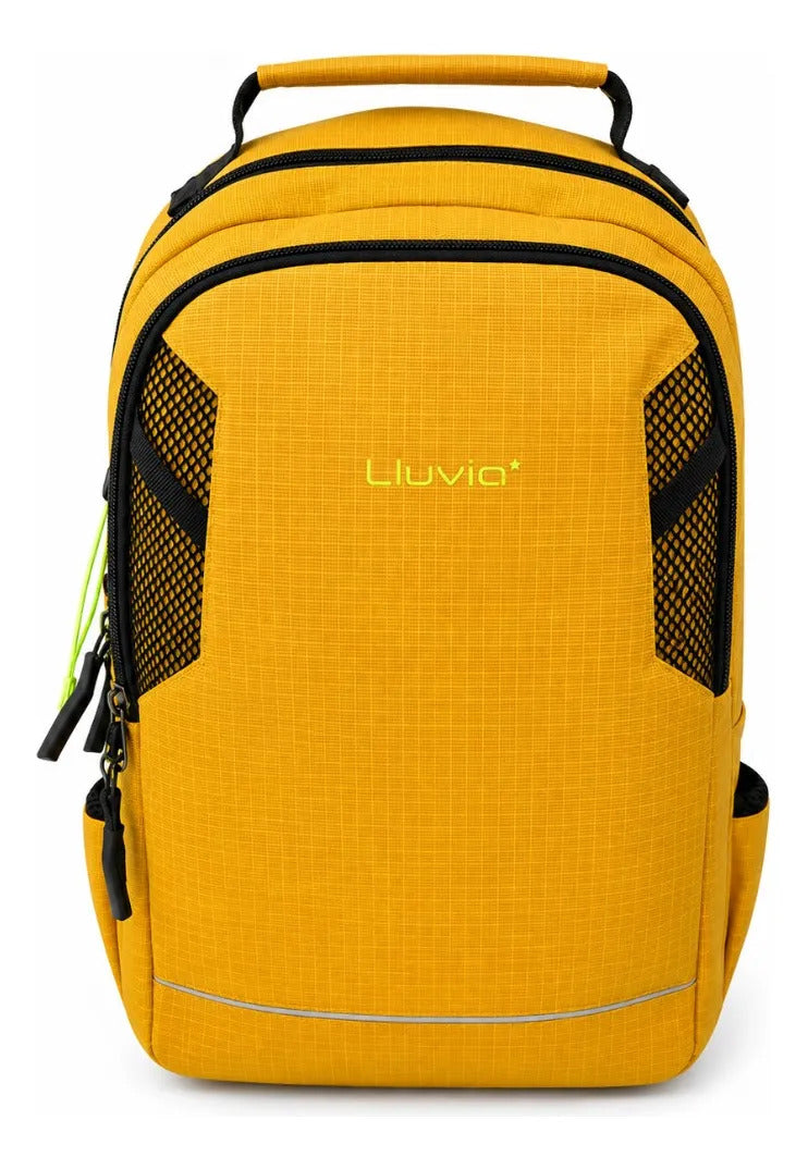 Mochila Lluvia Color Mostaza Con Broches De Seguridad
