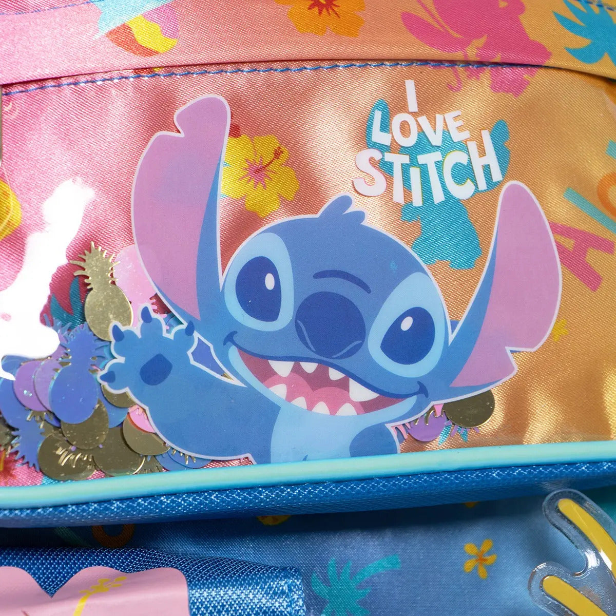 Mochila Kinder Ruz Disney Stitch Rosa Azul Aqua Estampado