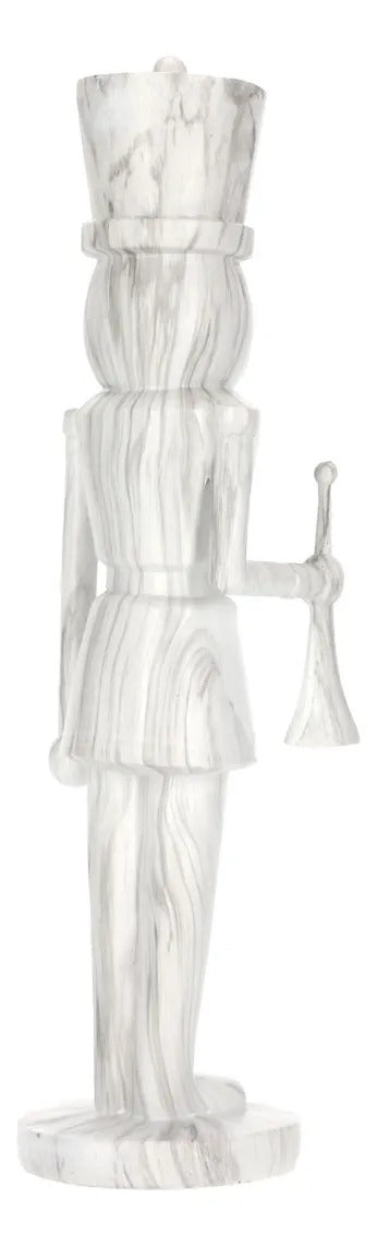 Cascanueces Lluvia Blanco Marmoleado con Trompeta 35 cm