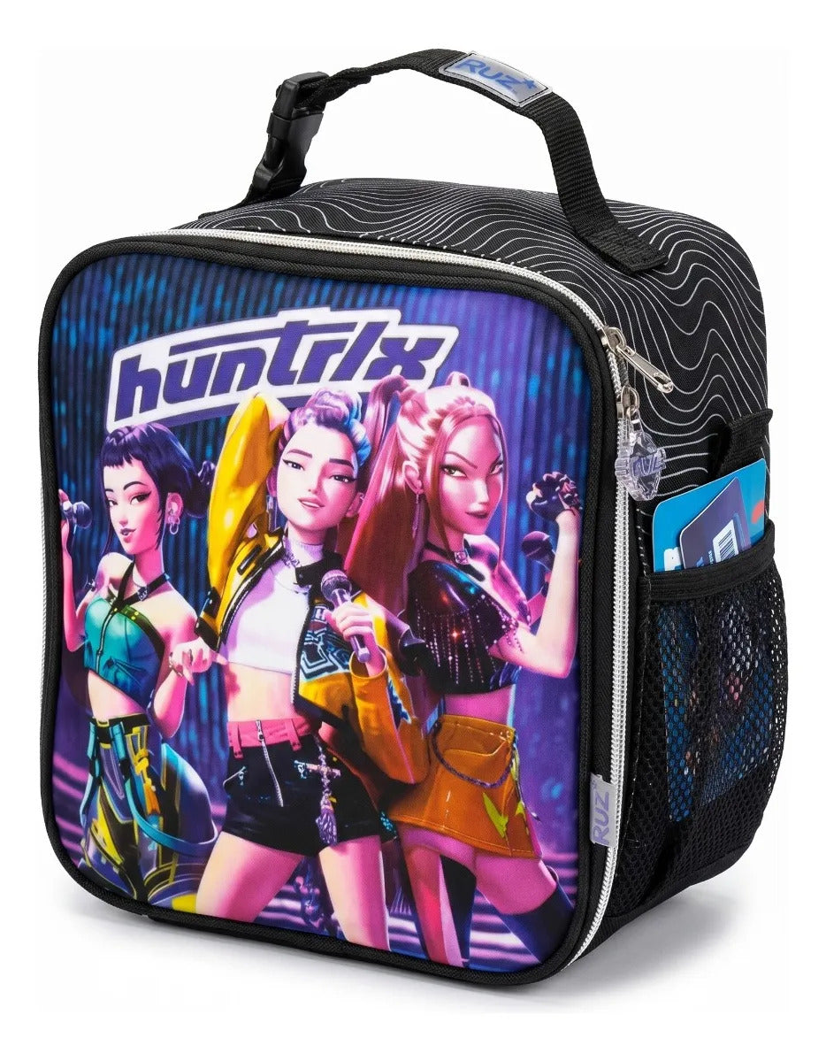 Set Escolar Primaria Ruz Huntrix Negro Morado Tres Piezas
