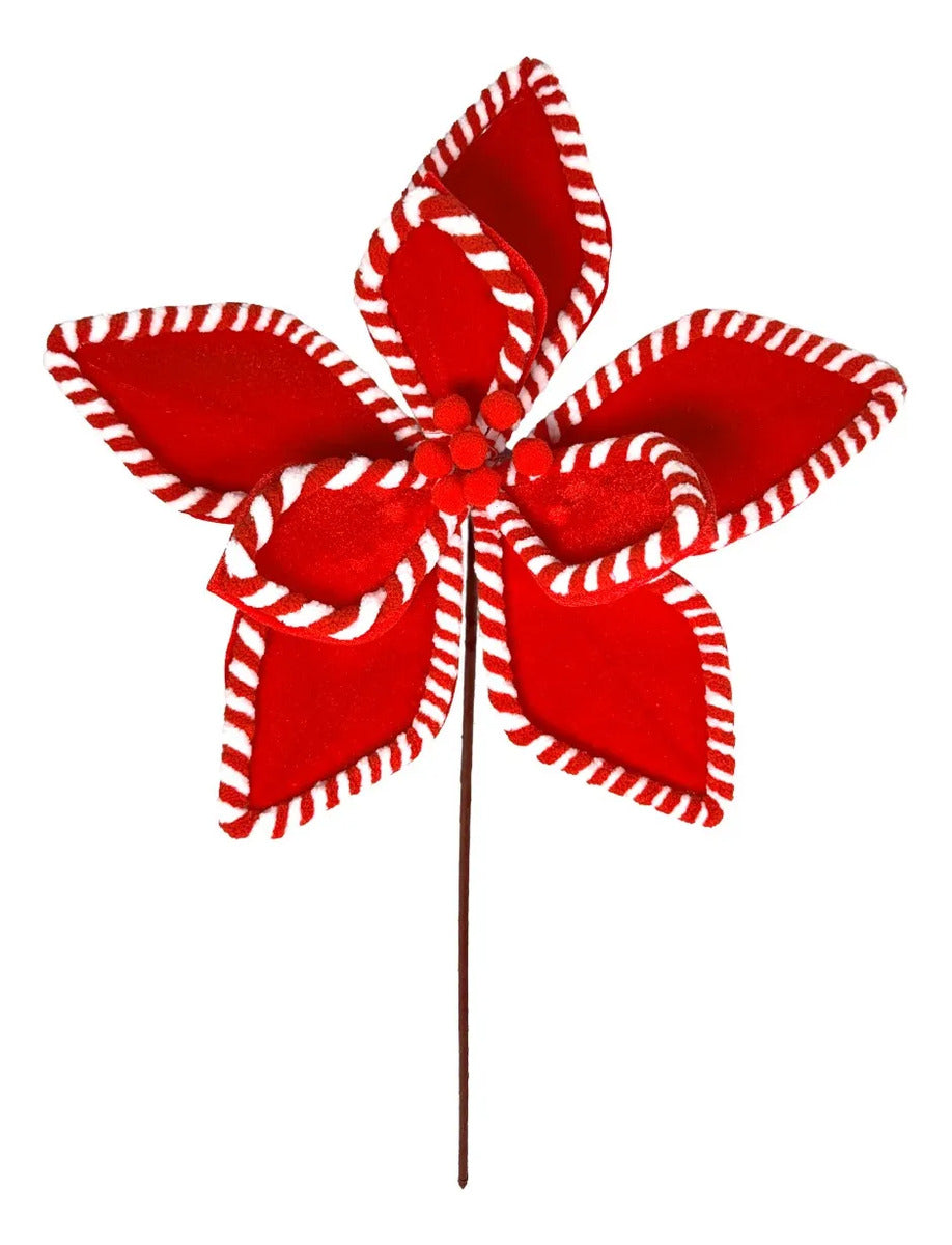 Nochebuena Navideña Lluvia Bicolor Rojo y Blanco 40cm