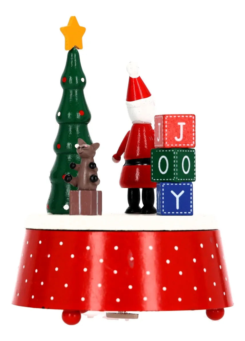 Adorno Musical Navideña Santa Ratoncito Y Regalos De Madera
