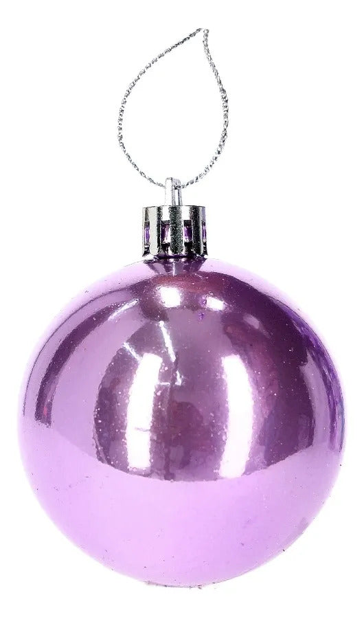 Set Esferas Navideñas Lluvia Lila Lavanda 30 Piezas 6 Cm