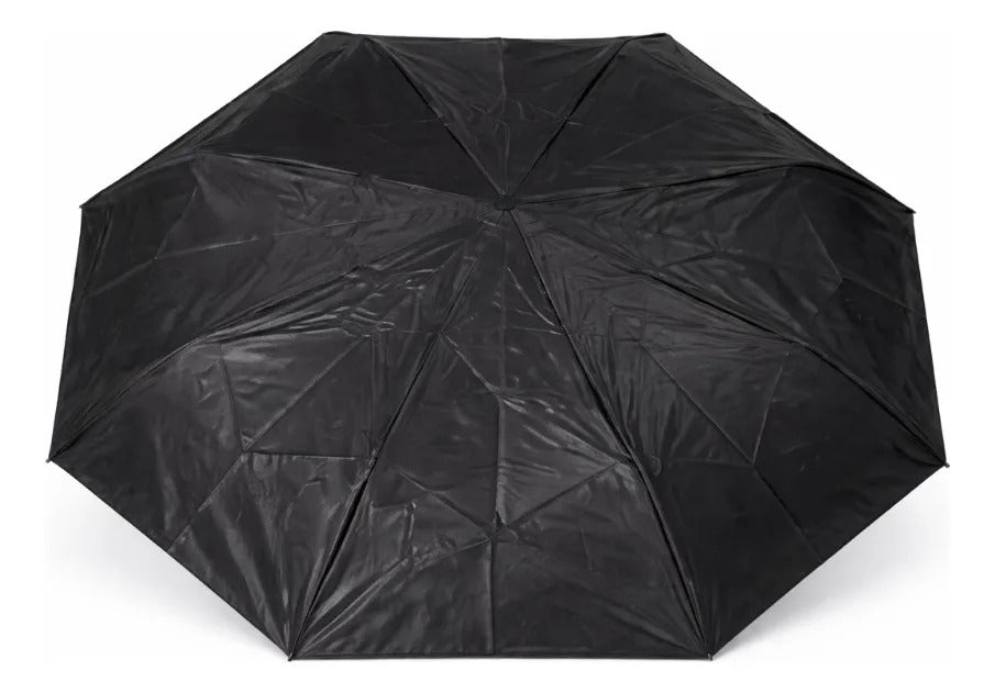 Paraguas Plegable Doble Tela Negro Satinado 8 Varillas