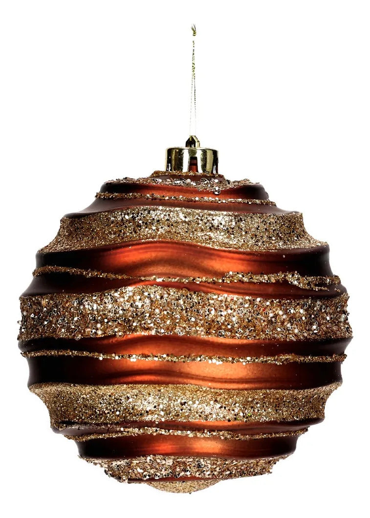 Esferas 3 Piezas lluvia Cobre Metalizado Glitter Champagne