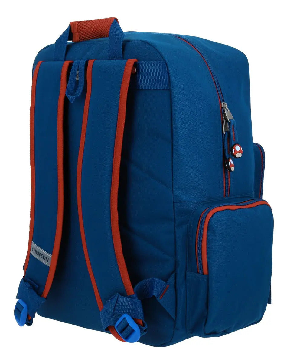 Mochila Grande Chenson Mario Bros Brife Mb70210-9 Azul Liso
