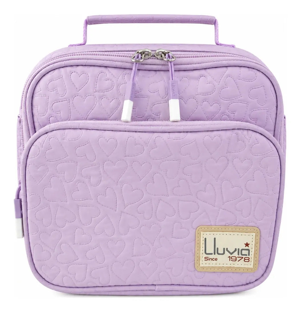 Lonchera Elegante Lluvia Con Corazones En Relieve Color Lila
