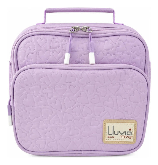 Lonchera Elegante Lluvia Con Corazones En Relieve Color Lila