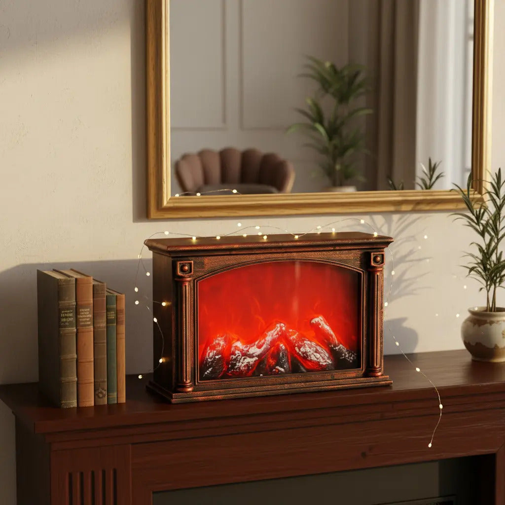 Chimenea Clásica Decorativa Navideña Con Luces Efecto Fuego