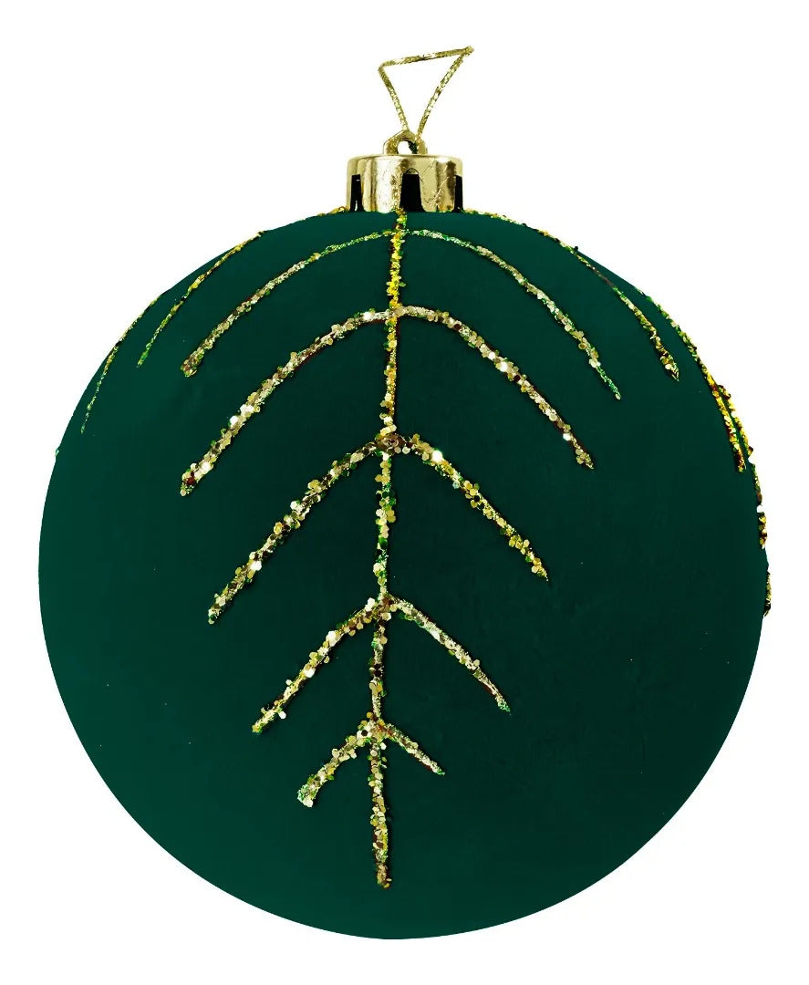 Esferas Navideñas Lluvia Jumbo Verde 3 Piezas 13 cm