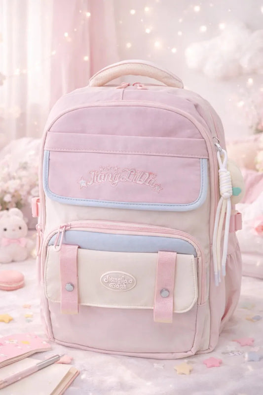Mochila Juvenil Lluvia Rosa Pastel Juvenil Cómoda Y Espacios
