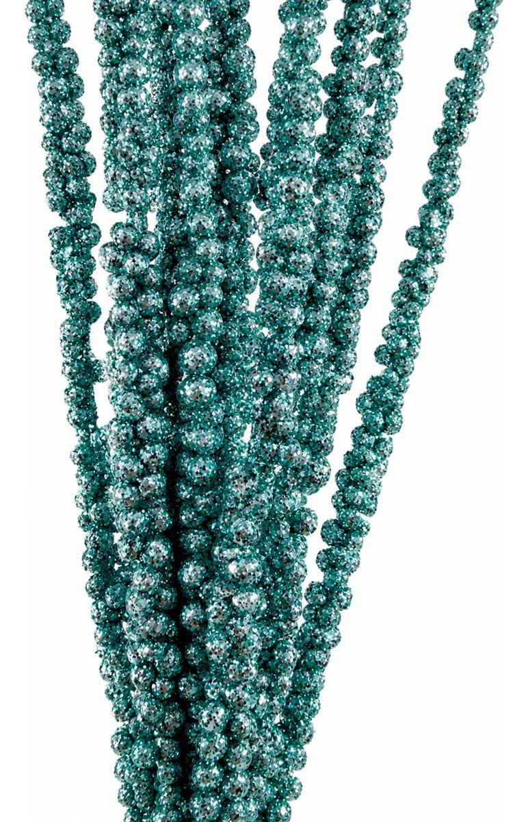 Vara Navideña Lluvia Azul Aqua con Pequeñas Bayas 70cm
