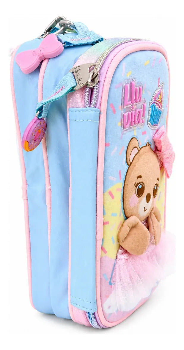 Set Mochila Primaria Lluvia Osita Pastel Tres Piezas