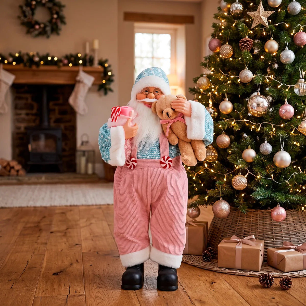 Santa Lluvia Candy Land Dulce Navidad con Osito 60 cm