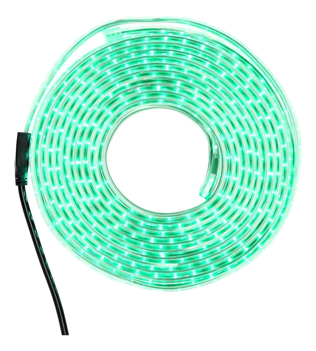 Manguera Led Plana AP Verde Esmeralda Brillante 10 Metros