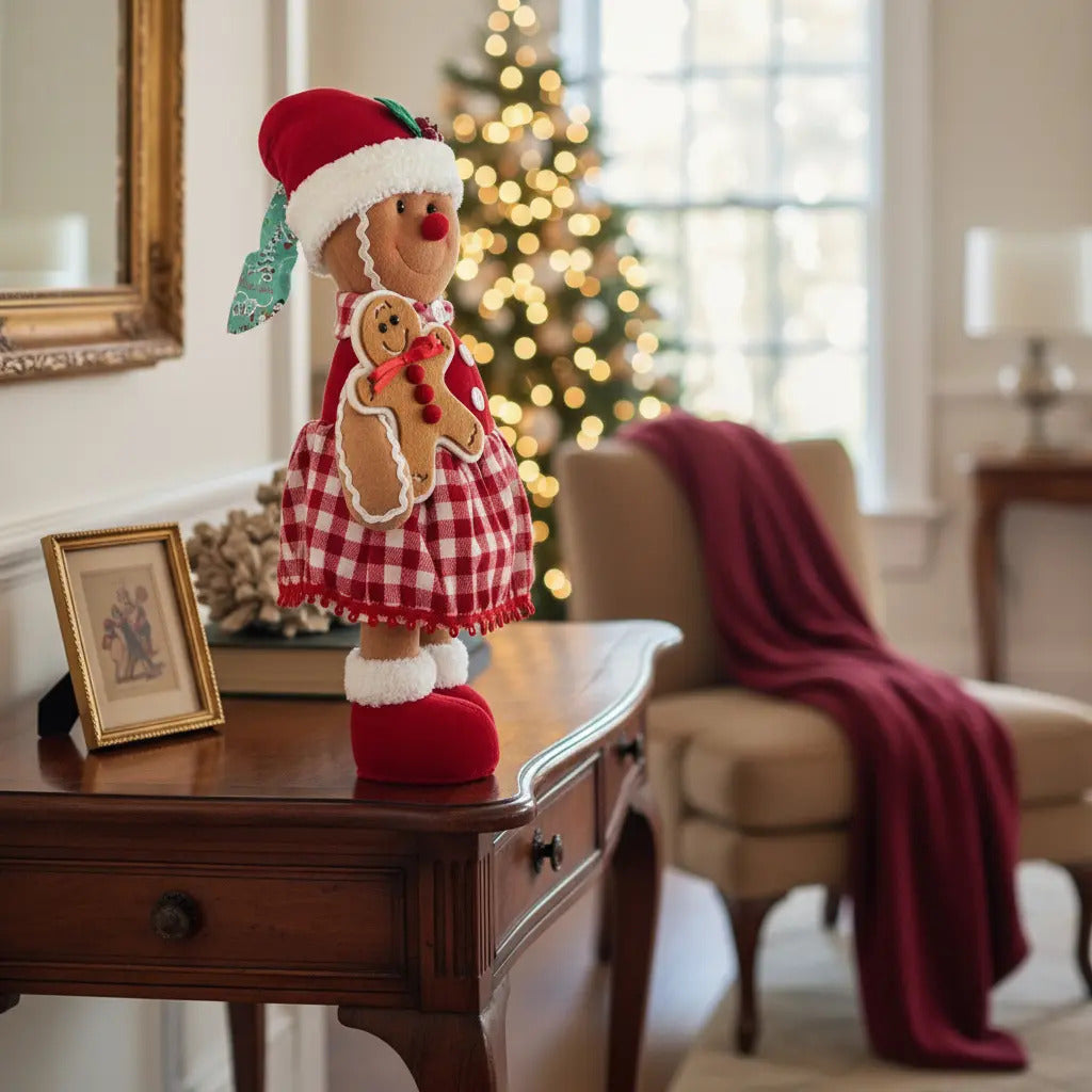 Decoracion Pareja De Muñecos De Jengibre Navideños 45x7x15