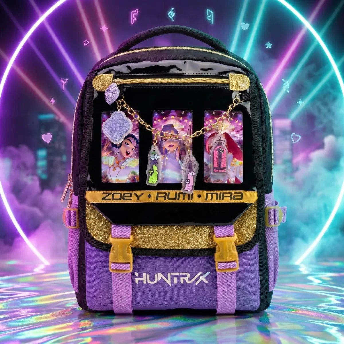 Mochila Ruz Huntrix Con Cadena Decorativa Y Colgantes