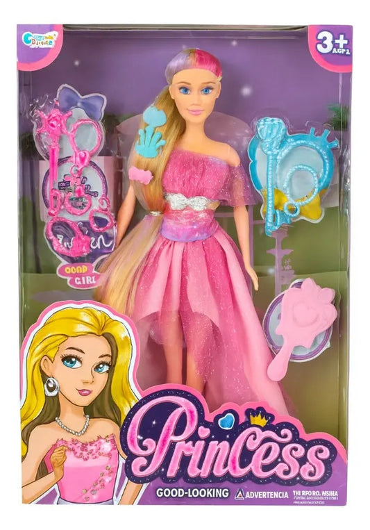 Muñeca Fashion Candy Toys Con 9 Accesorios Princesa O Sirena