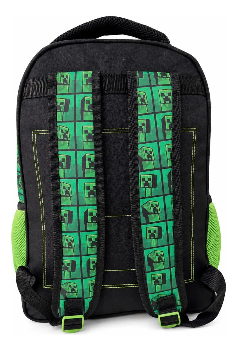 Mochila Primaria Minecraft Creeper Ruz Con 4 Compartimientos