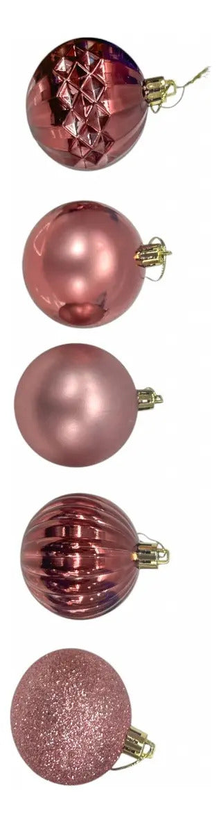 Esferas 30 Piezas 6 Cm Color Rosa Metálico Acabado Elegante